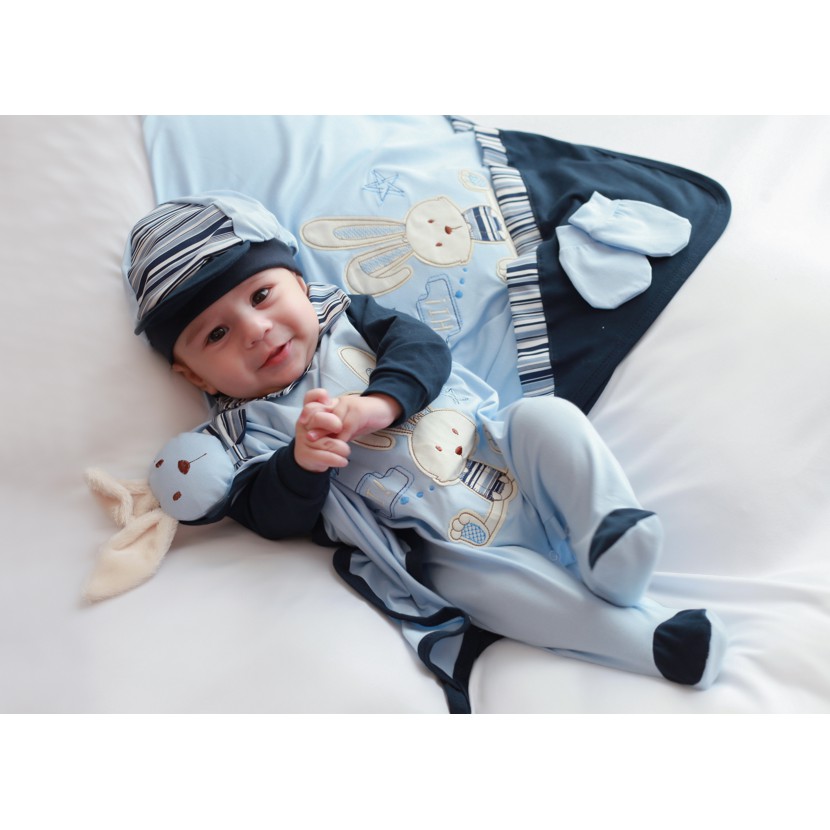 Kit Saída De Maternidade – Coleção Pets Zoo – Coelho Azul