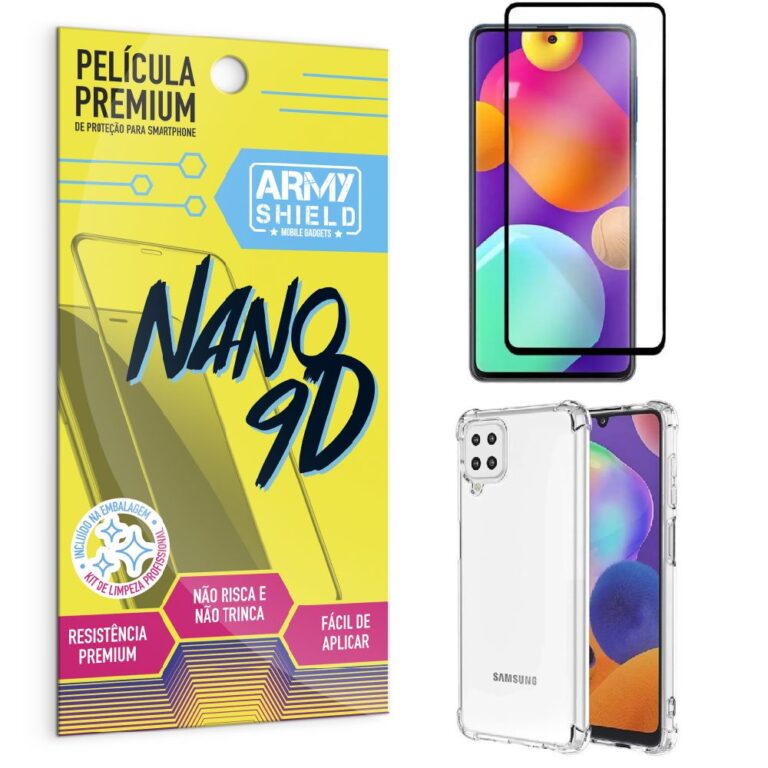 Kit Samsung M62 Película Premium Nano 9D + Capa A
