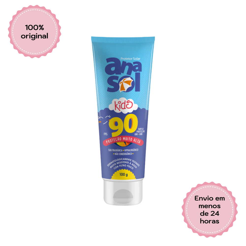Protetor Solar Infantil Anasol Kids Dupla Proteção UVA+UVB FPS 90 100g