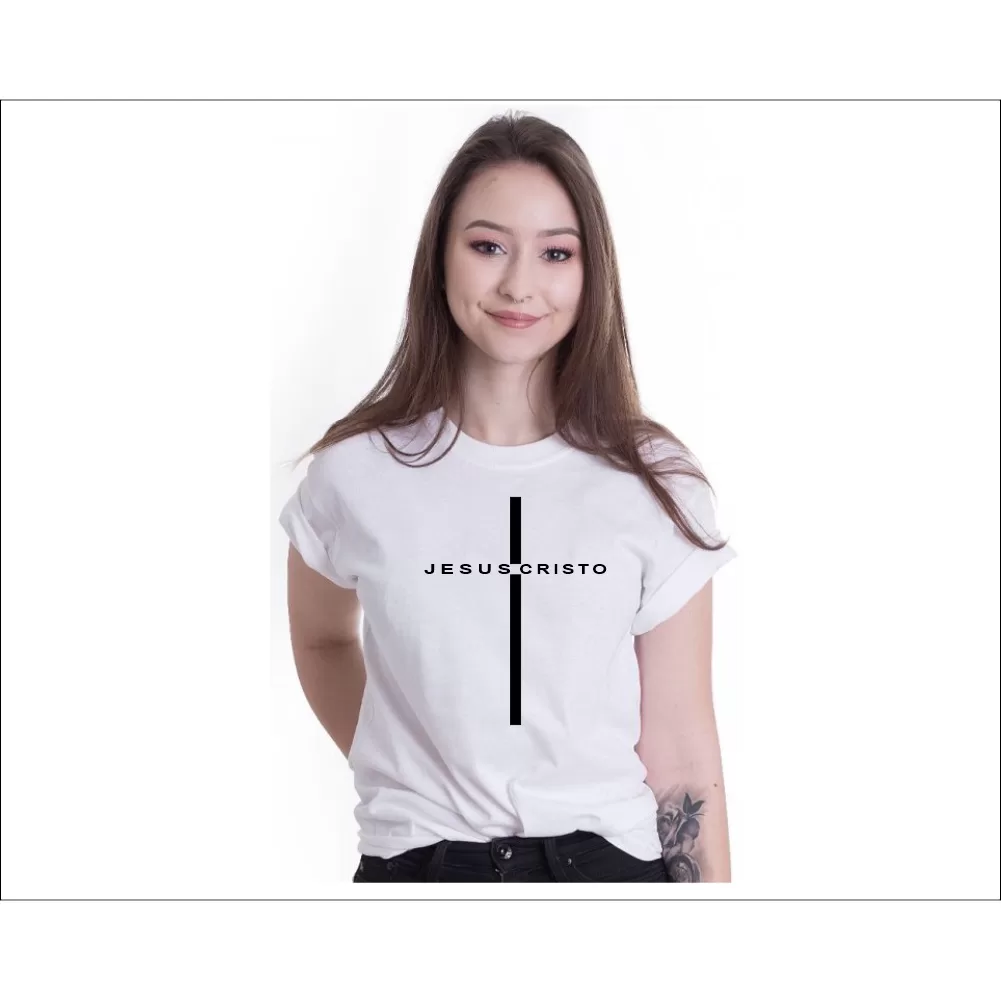 Camisa Personalizada Jesus Cristo Cruz Sagrada  Em Alta Qualidade E Durabilidade Anti-pilling 100% P