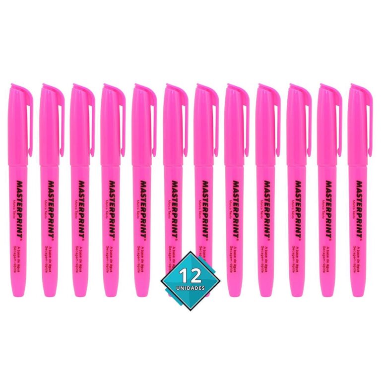 Caneta Marca Texto Rosa com Ponta Chanfrada Caixa 