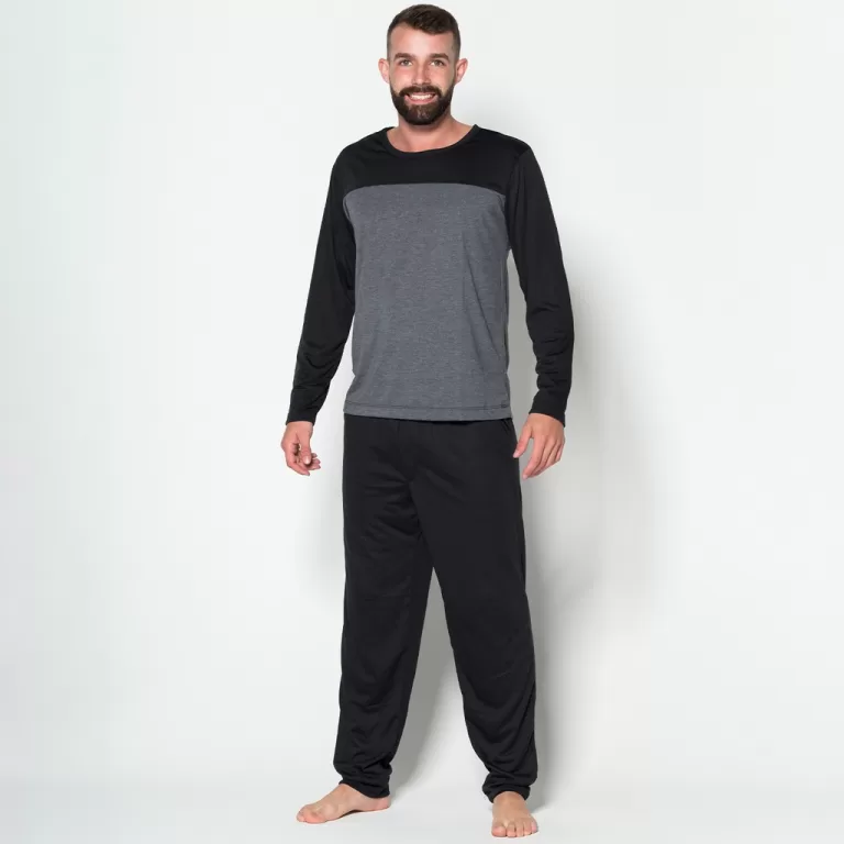 Kit 3 Pijama Adulto Bicolor Longo Comprido Inverno