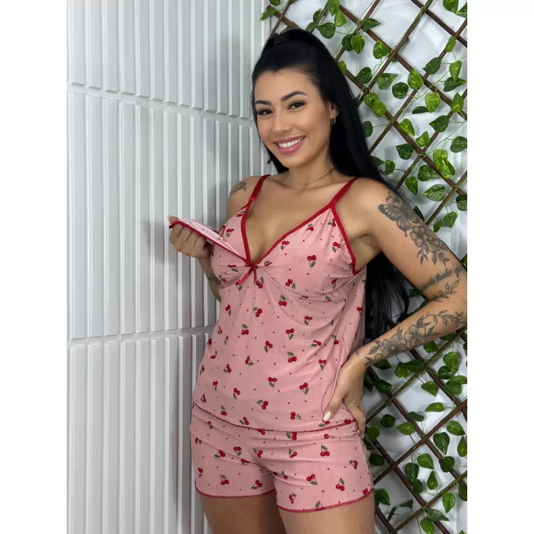 Baby Doll Amamentação  Short Doll Pijama Para Am
