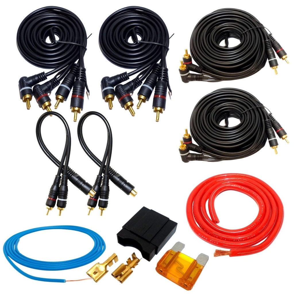 Kit Instalação De Som Com Cabos Rca Porta Fusível e Fiação