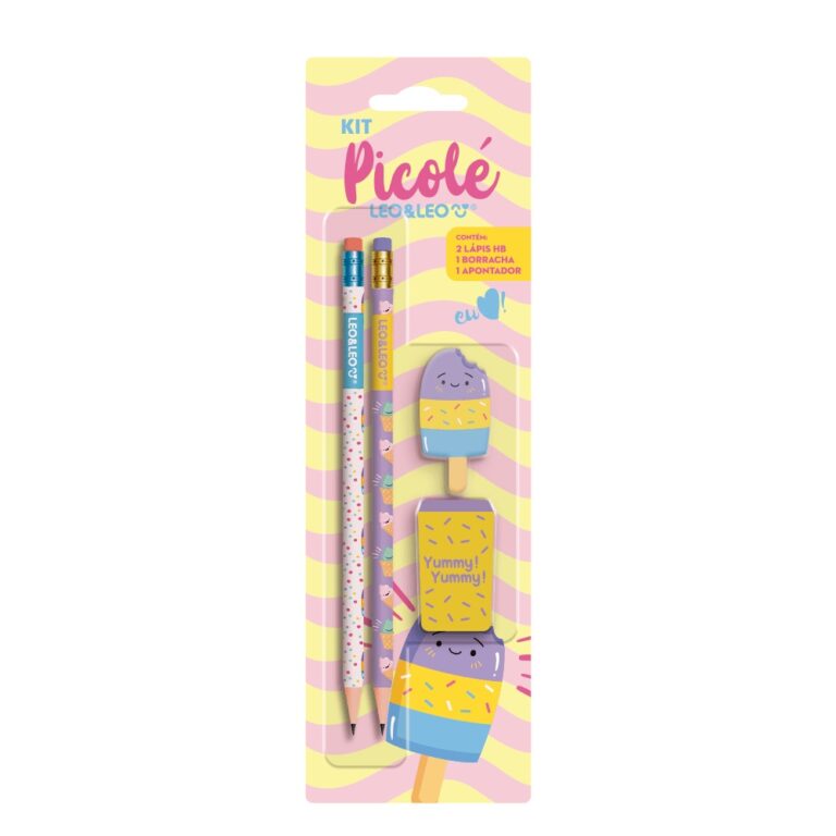 Kit Lápis HB Picolé 4 Itens LeoELeo