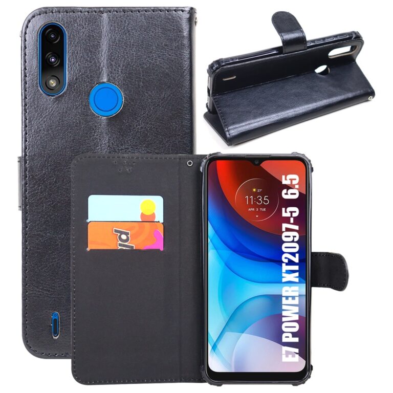 Capa Carteira + Pelicula De Camera Moto E7 Power 6