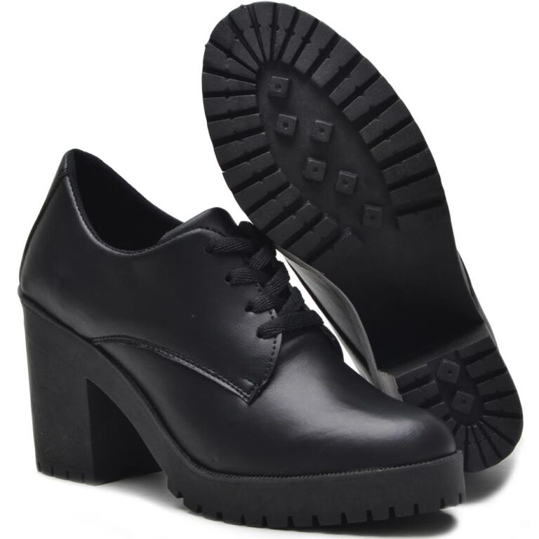 Sapato Feminino Oxford Salto, Sola Tratorada Diret