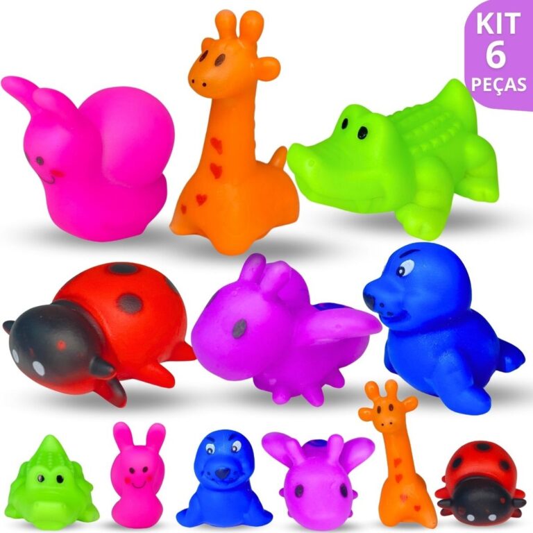 Kit Brinquedo De Vinil Hora Do Banho Animais Fazen