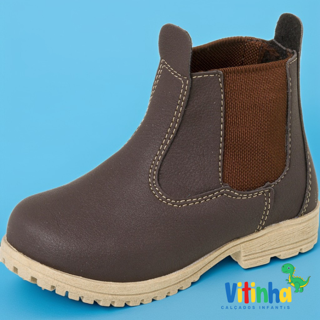 Bota Botinha Botina Jeca Cowntry Infantil Menino Bebê Café