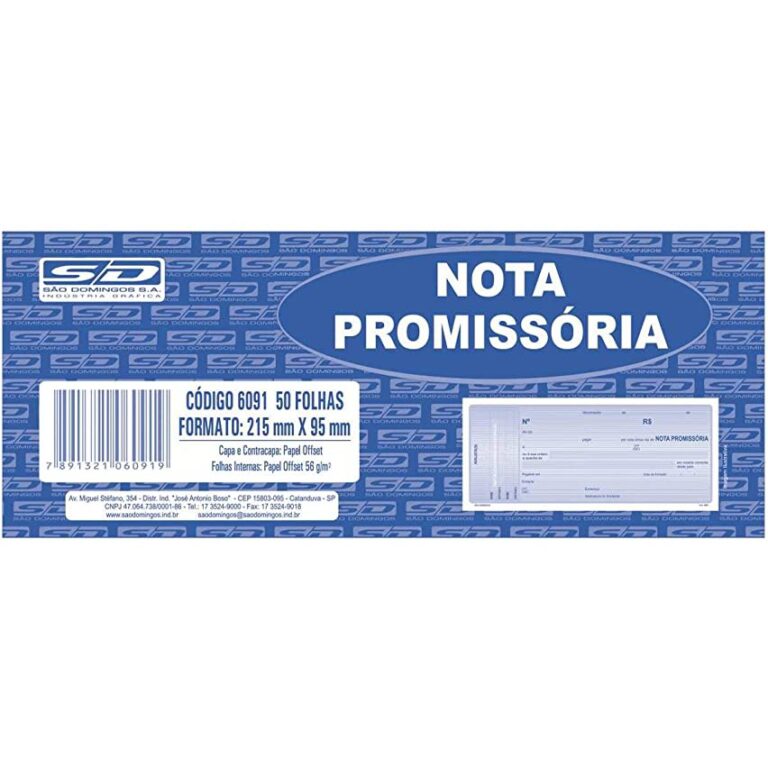 NOTA PROMISSORIA 215mm X 95mm  OU 145mm X 65mm SAO