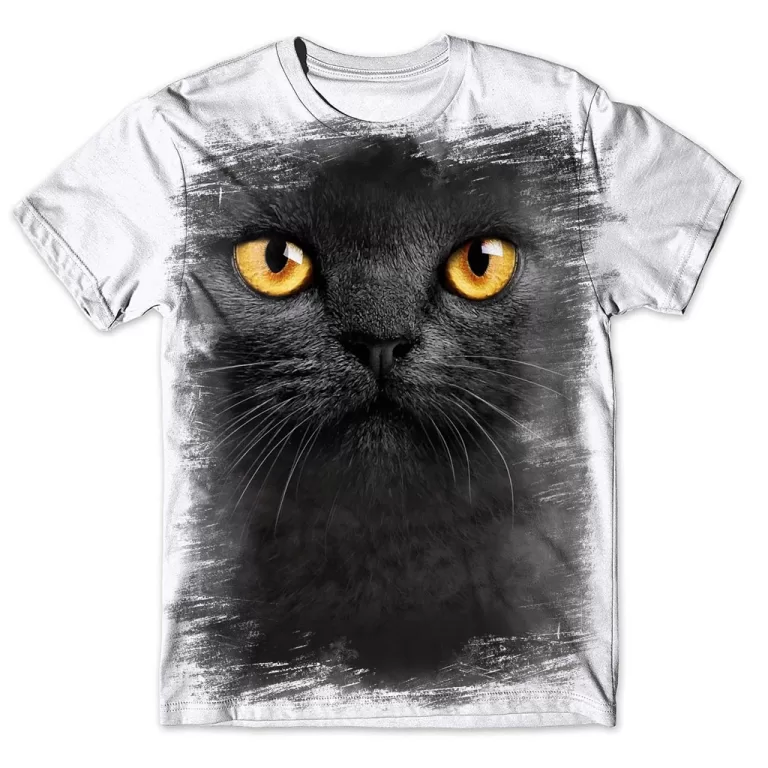 Camisa Camiseta Masculina Gato Preto 1