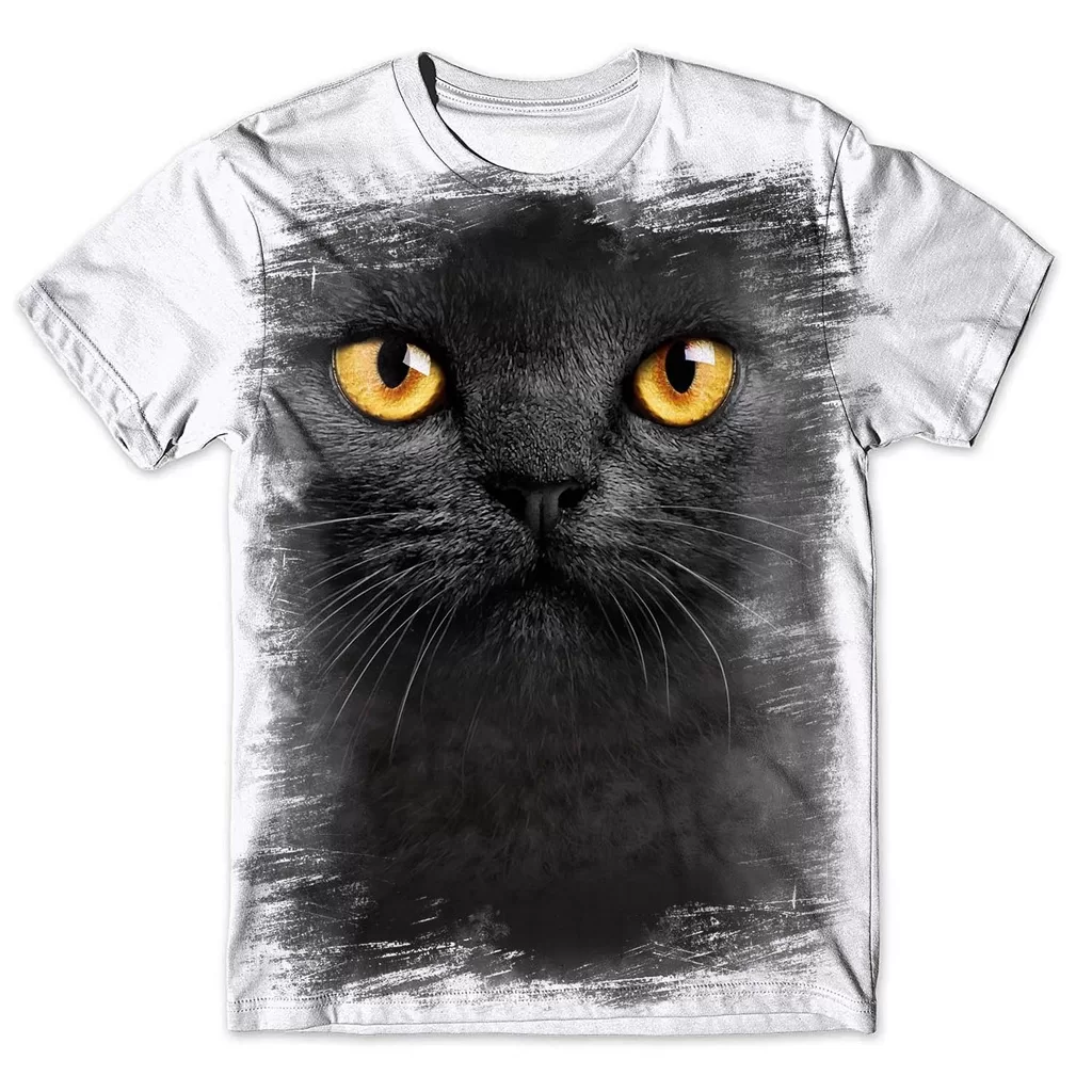 Camisa Camiseta Masculina Gato Preto 1