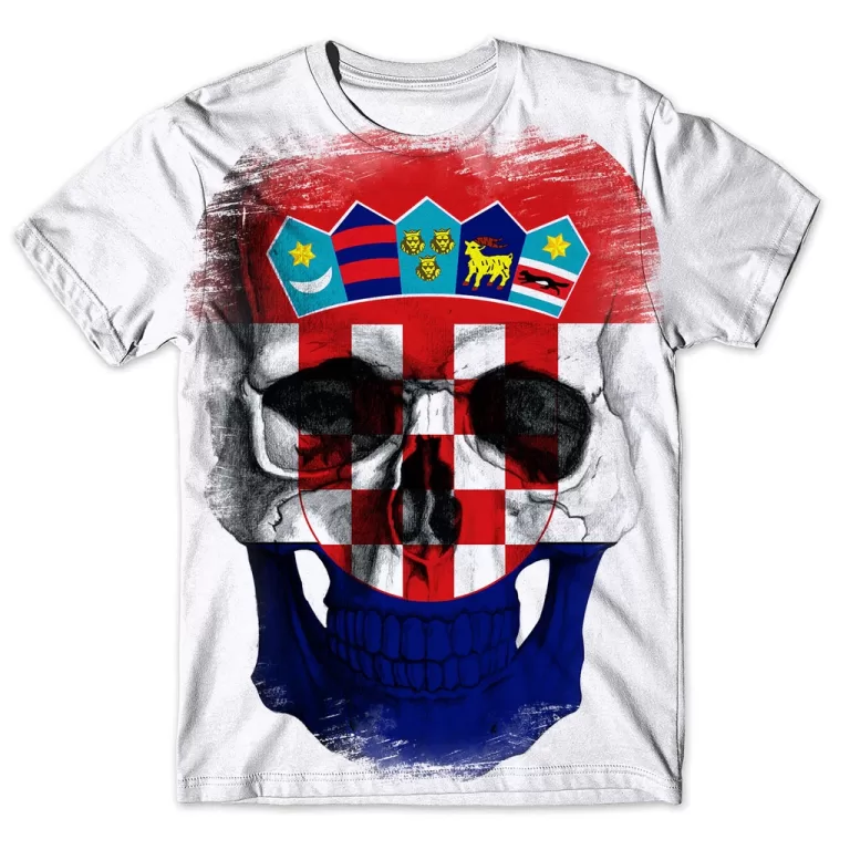Camisa Camiseta Masculina Caveira Croácia 2