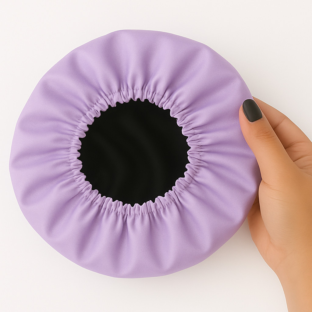 Touca / Toca de Cetim Dupla Face – Azul Royal com Rosa Claro – Confecção Anny Beleza