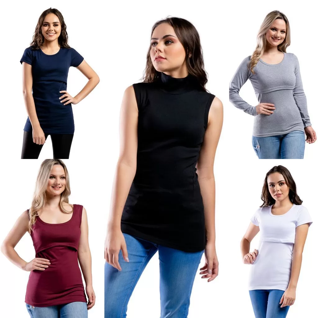 Kit com 5 Blusas para Amamentação ItsBella