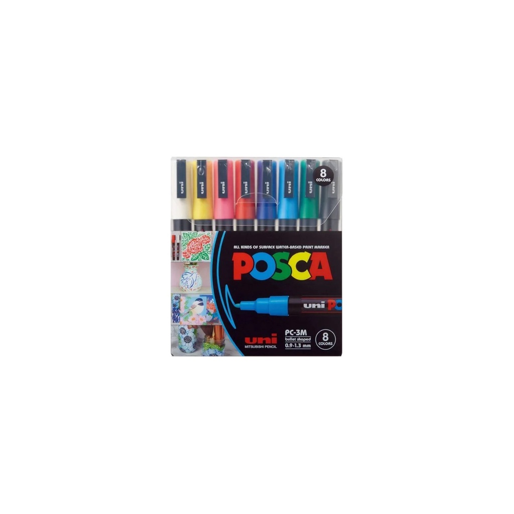 Caneta Posca Pc-3m – Estojo C/8 Cores – Uniball