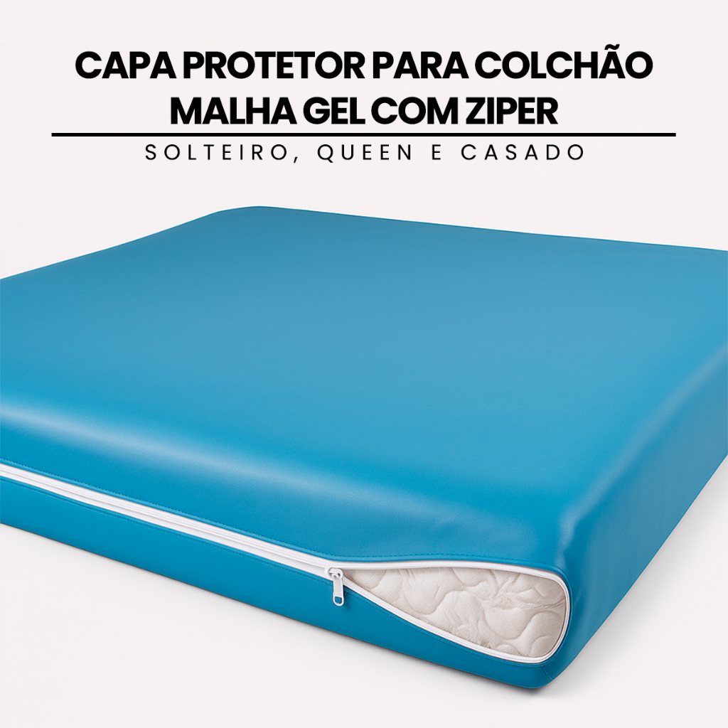 Capa Protetora Para Colchão Casal  Ou Solteiro Em Malha Gel Com Zíper