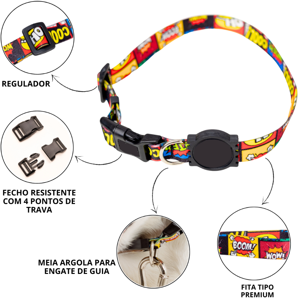 Coleira Para Cachorro P M G Resitente e segura passeio