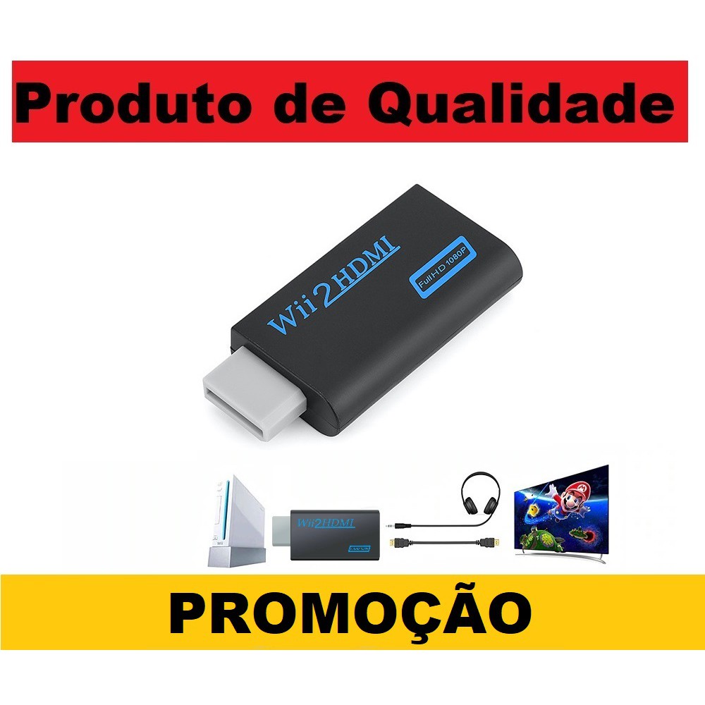 Wii2hdmi – Adaptador PRETO Para Conectar Seu Nintendo Wii Via Hdmi Oferta