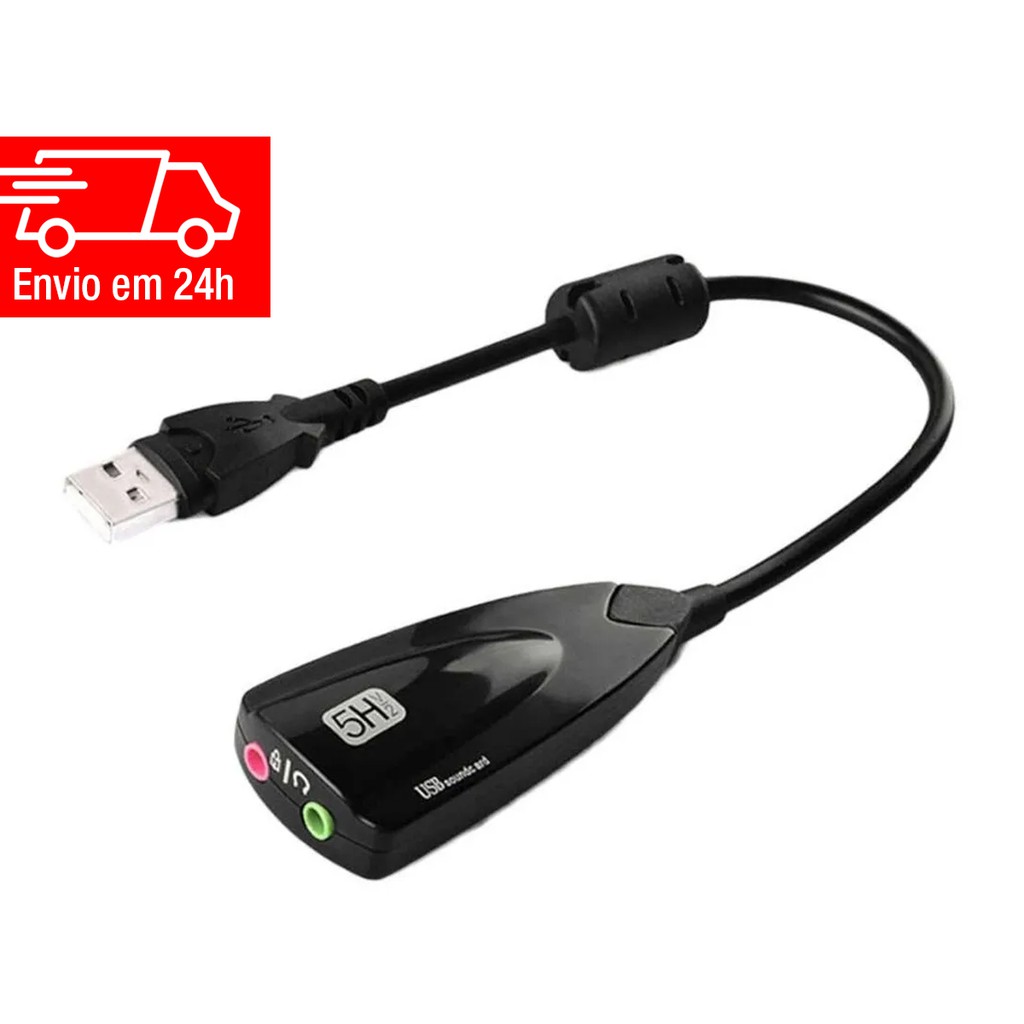 Placa De Som Externa Usb 7.1 Adaptador Áudio Notebook Pc
