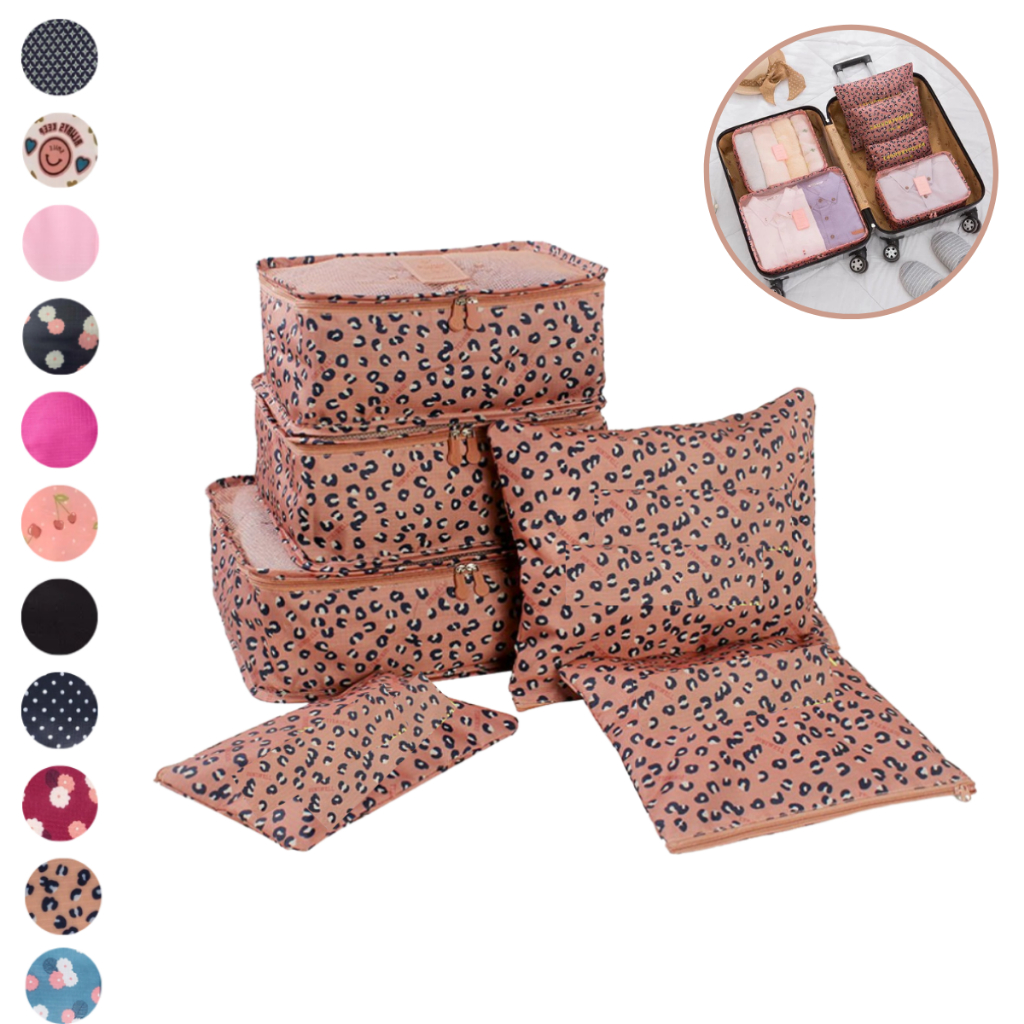 Kit Organizador de Malas com 6 Peças Nylon Com Fecho Eclair