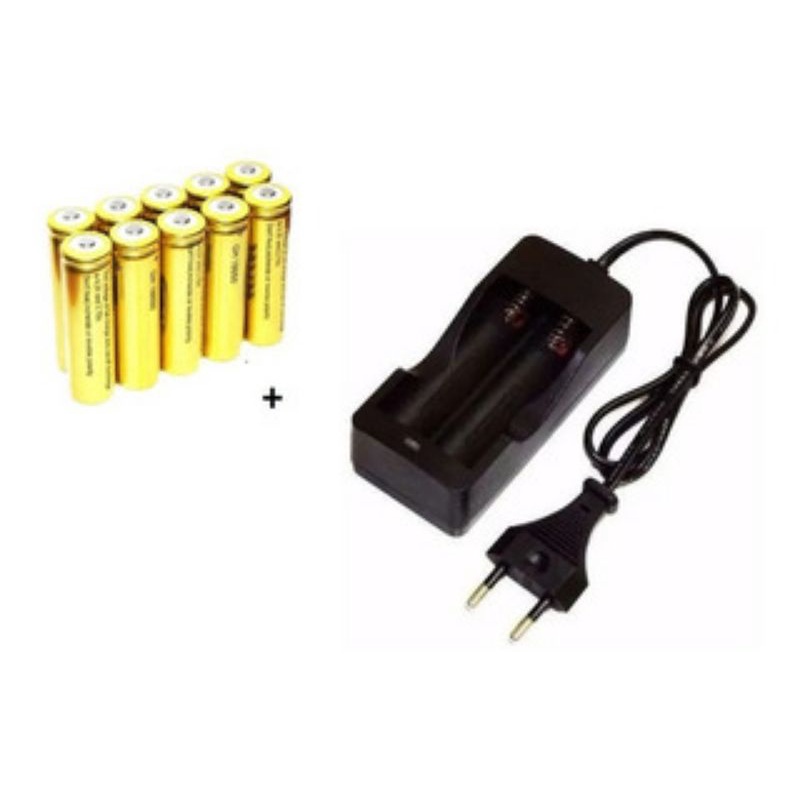 Kit Carregador Duplo mais 2 Baterias 18650 4,2v 6800mah