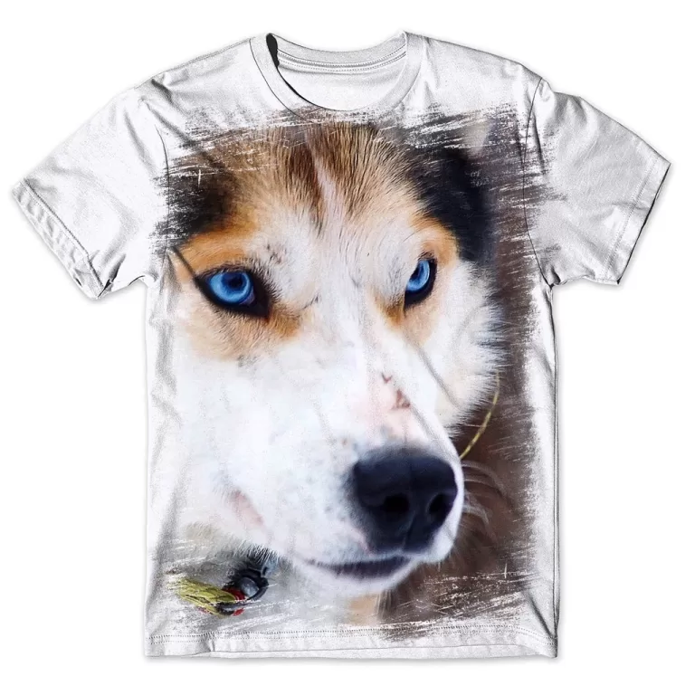 Camisa Camiseta Masculina Cachorro Husky Siberiano