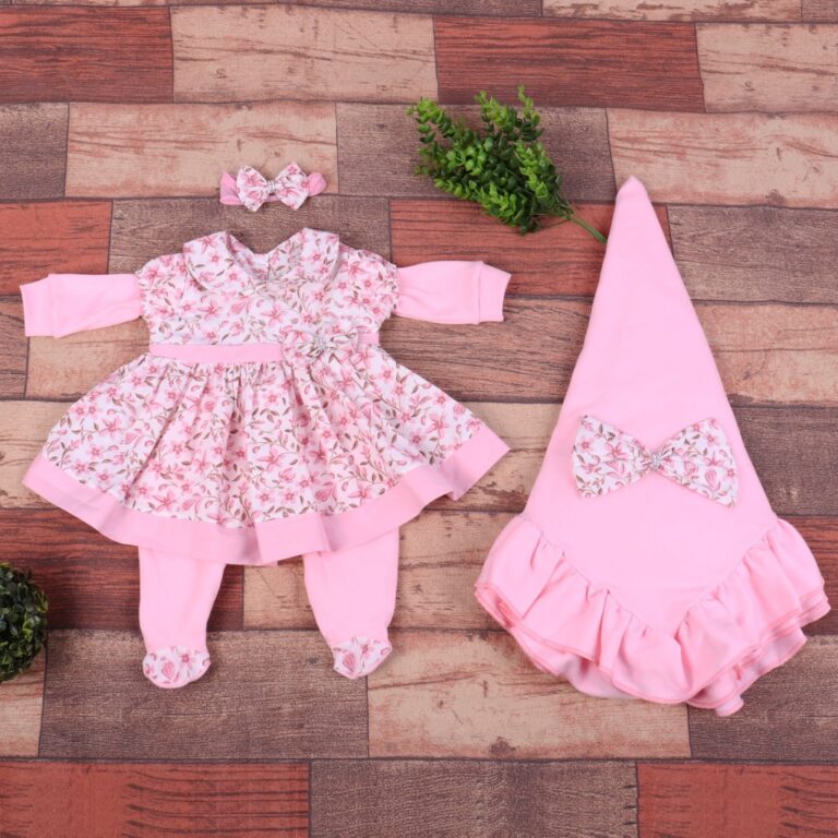 Saída Maternidade Floral Rosa 100% Algodão Com M