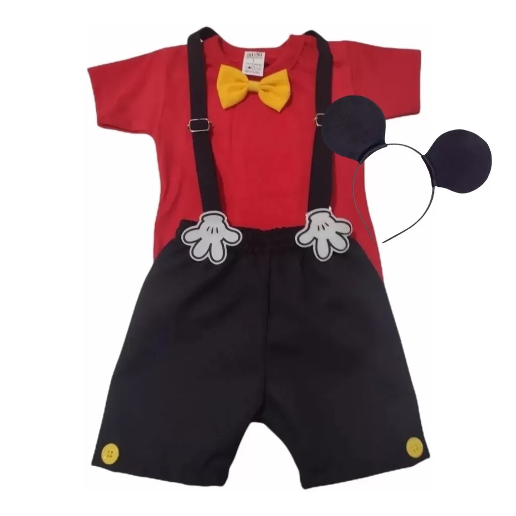 Kit Conjunto Infantil Masculino Menino Festa Aniversário Camiseta C/ Gravatinha + Shorts + Suspensór