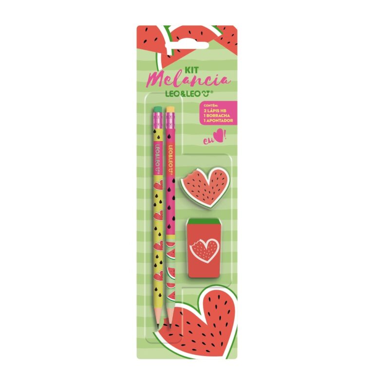 Kit Lápis Hb Melancia 4 Itens LeoEleo