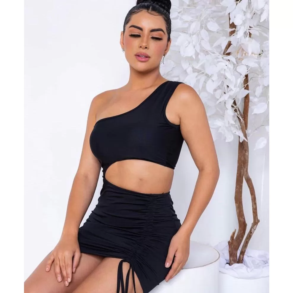 Vestido Curto Fenda Regulável Abertura Lateral Sexy Com Bojo Verão Carnaval
