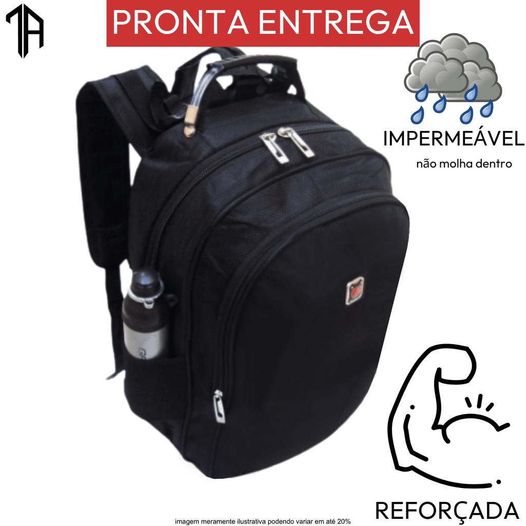 Mochila Bolsa Viagem Trabalho Escola Faculdade Universidade Feminino e Masculino Cor Preta