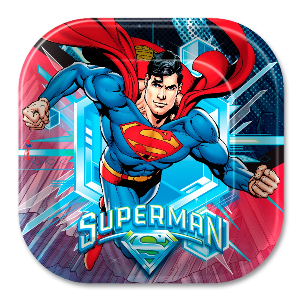 Prato de Papel Super Man 18cm Junco 8und
