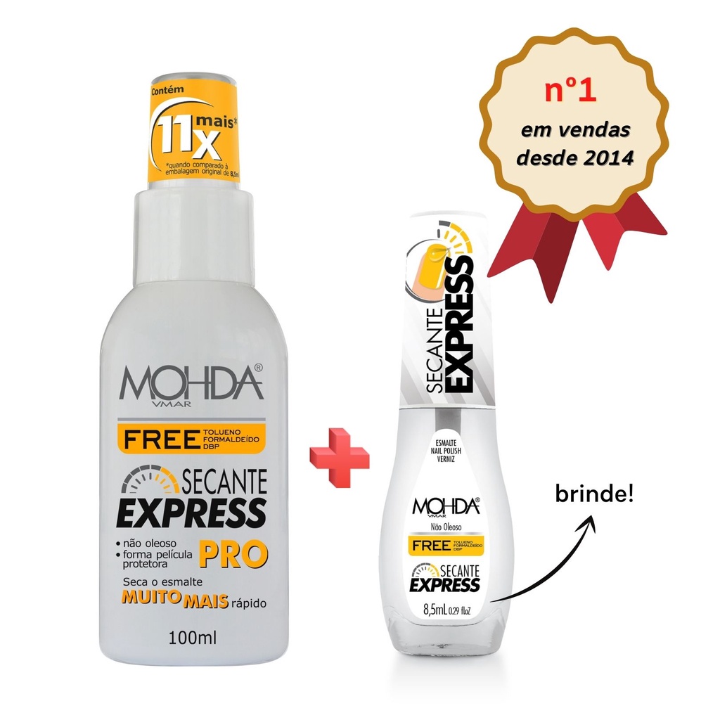 Secante Express  Spray Mohda 100ml +  Secante 8,5 ml brinde – NÃO OLEOSO