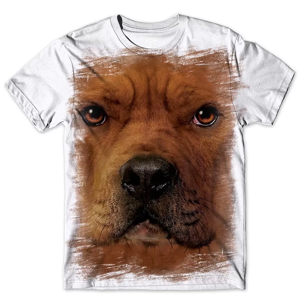 Camisa Camiseta Masculina 3D Cachorro pit bull 4