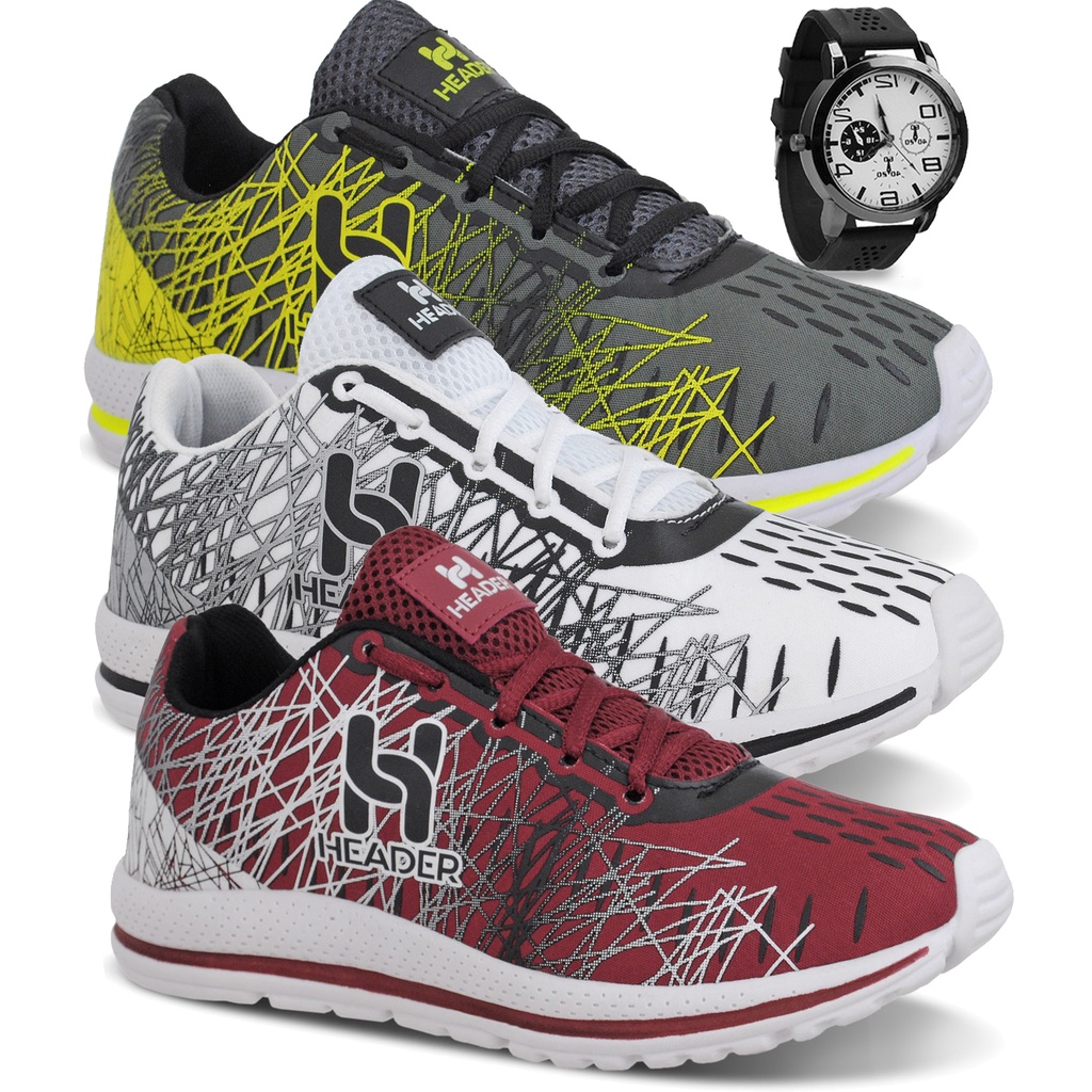 Kit 3 Tênis Masculino Header Spider Casual Esportivo Original Na Caixa + Relógio