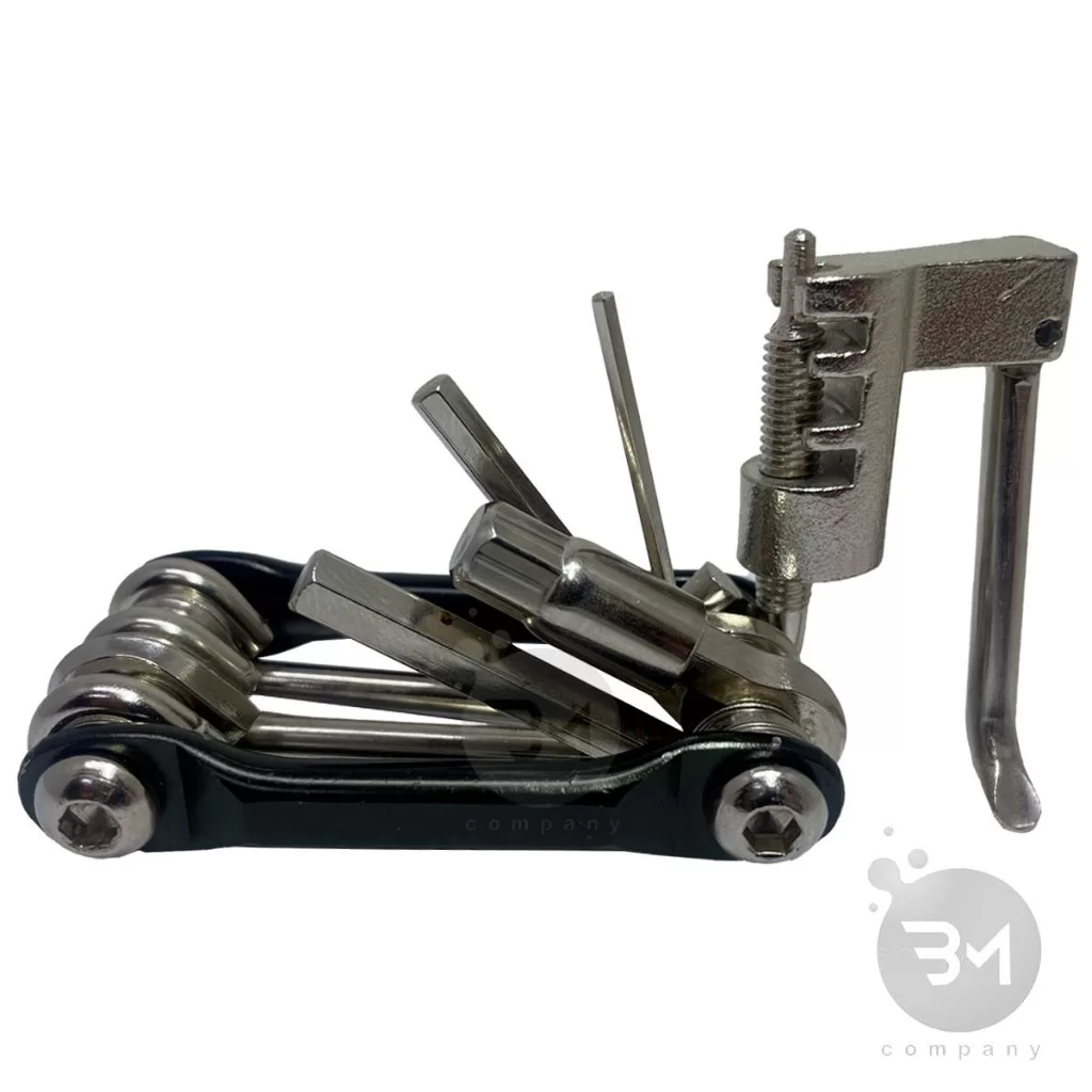 Kit Chave Multiuso Canivete Com Extrator Saca Pino Corrente De Bike Bicicleta 12 Funções