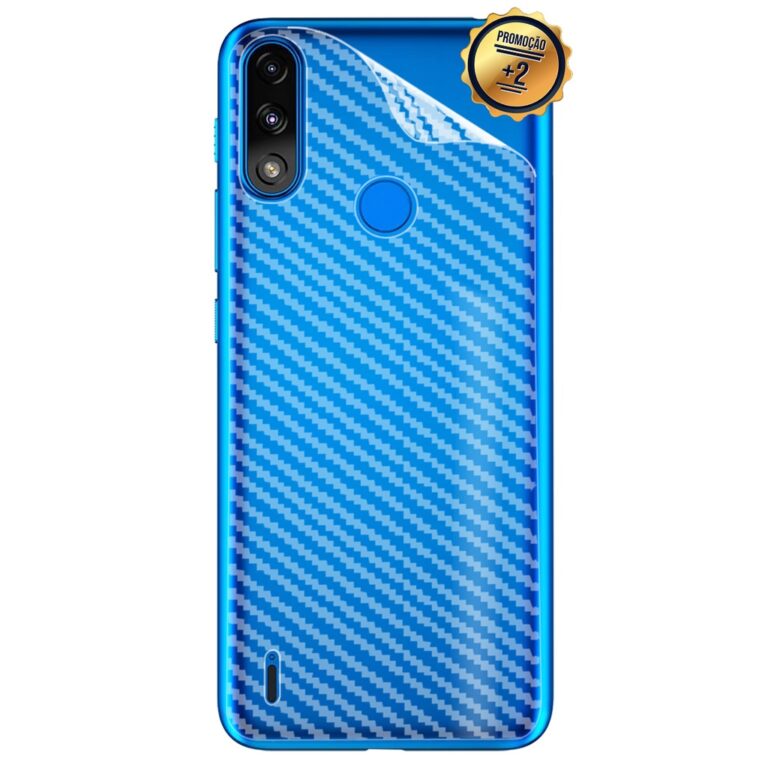 02 Película Fibra Carbono Skin Traseira Moto E7 P