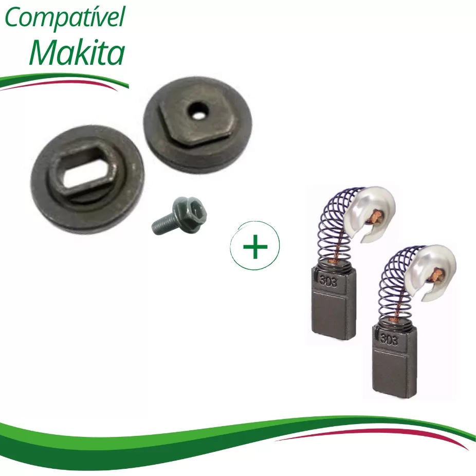 KIT – Flanges + Parafuso + Par Escovas de Carvão Eletrografite P/ Serra Mármore 4100nh
