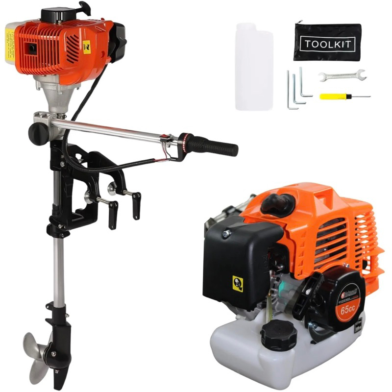 Motor de popa 65cc para barco de pesca bote caiaque Embarcação até 5 metros Leve Compacto e Potente