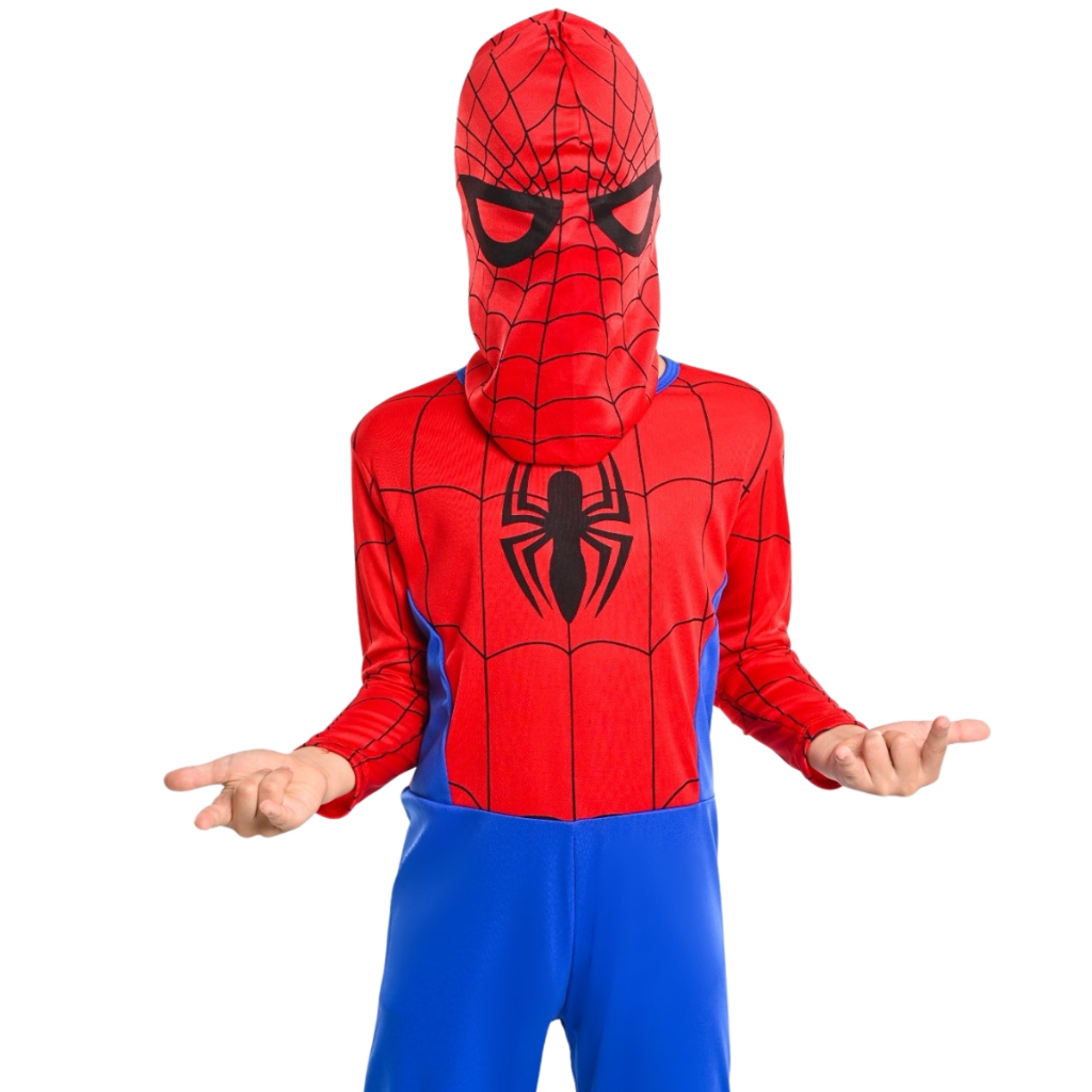 Fantasia Infantil Homem Aranha Manga Longa Com Máscara Spiderman Festa Criança Cosplay