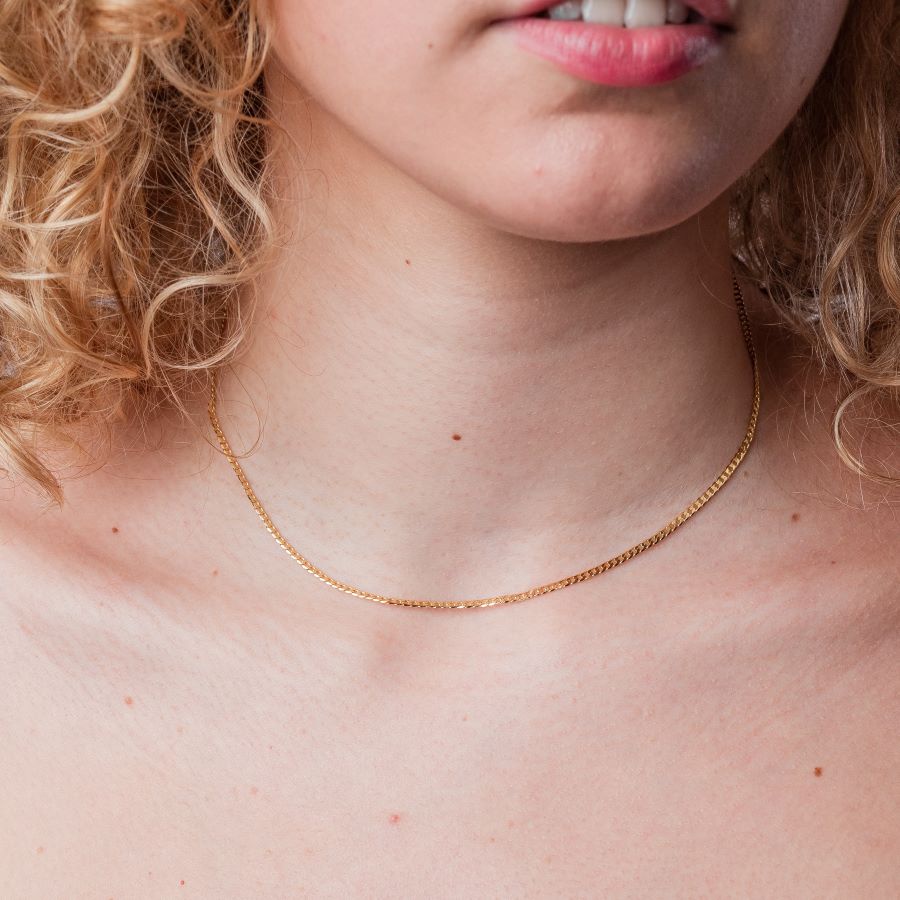 Colar Feminino De Ouro Grumet 2mm 40cm Banhada a Ouro 24K Choker