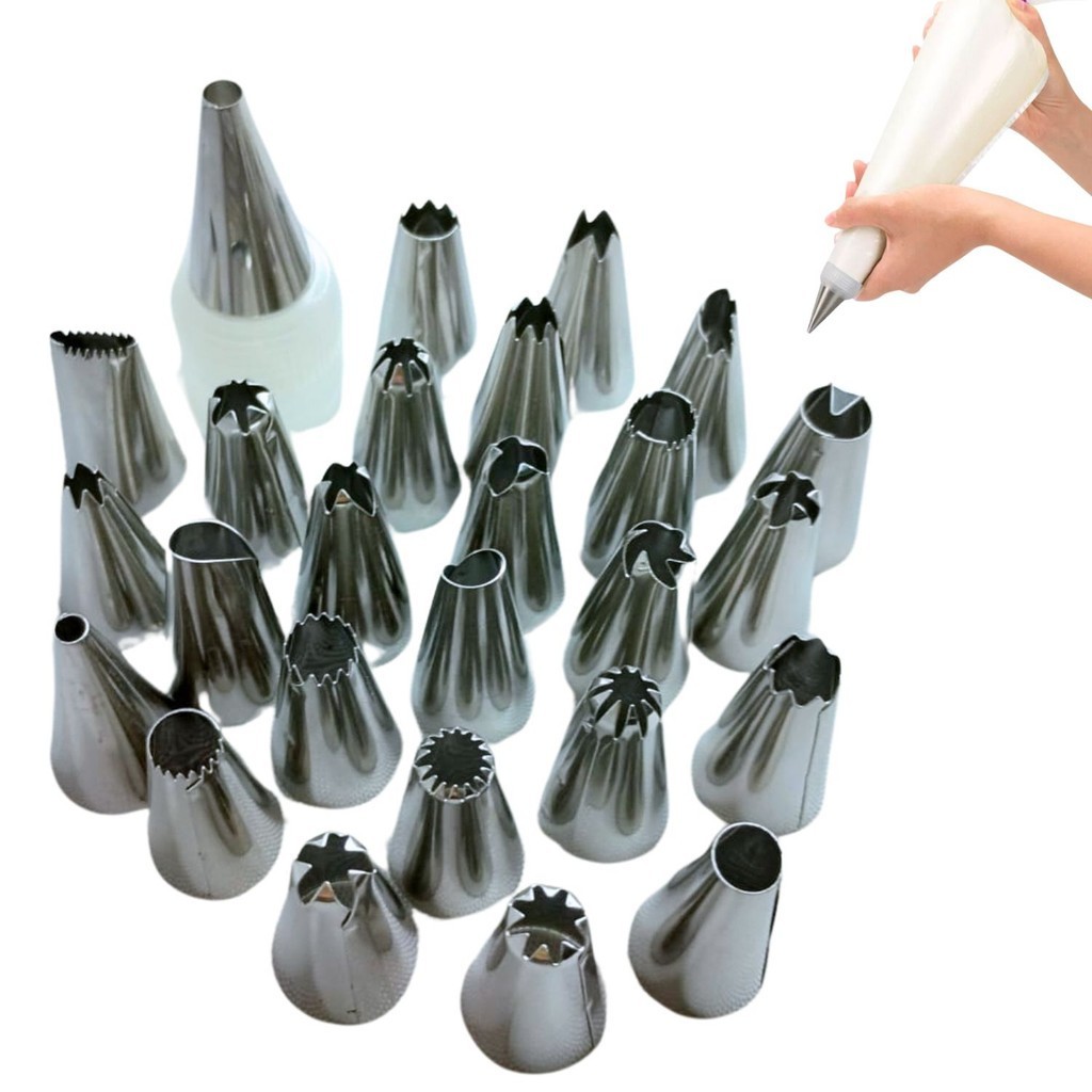 Kit 26 Bicos de Confeitar Bolo Cupcake Biscoitos Jogo de Confeitaria 26 pçs Bico para Decorar Doces