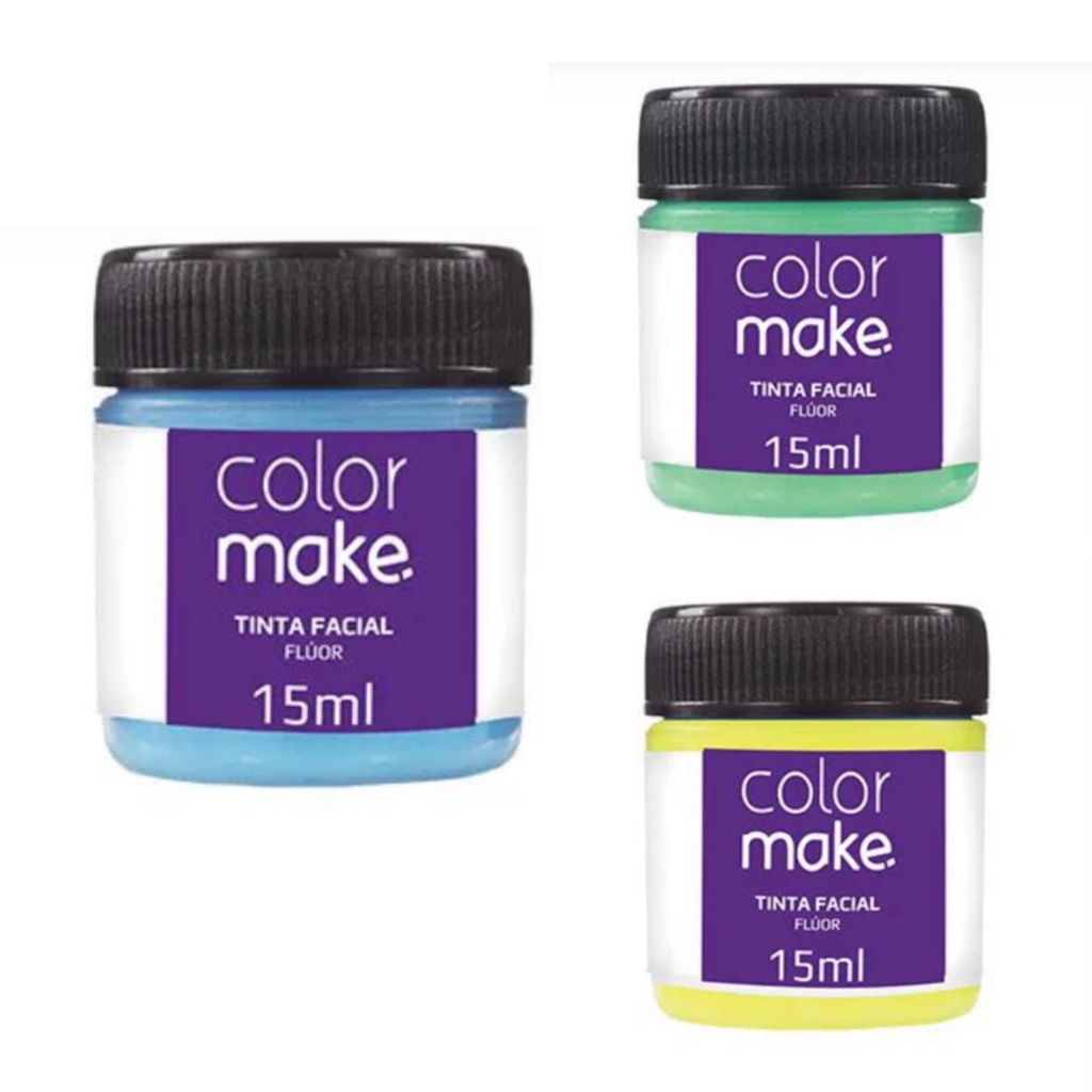 Kit Tinta Líquida Flúor 15ml Colormake C/3 (azul/verde/amarelo)