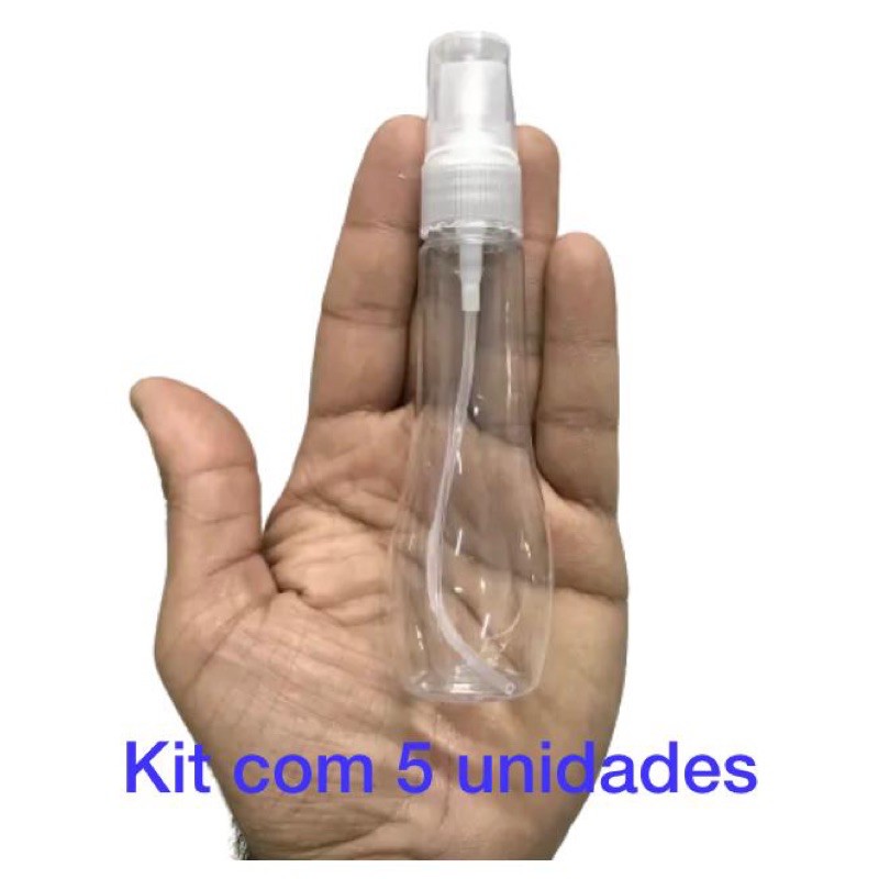 kit c/ 5 mini Borrifador com válvula spray frasco pet 60ml