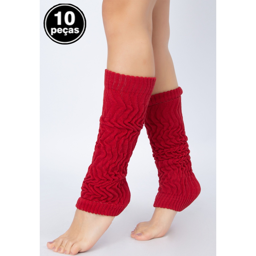 Promoção Kit 10 Par Polaina Meião Treino Fitness Algodão Meia Aeróbica Inverno