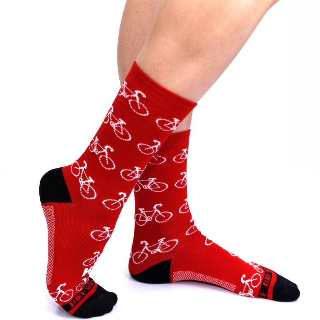 Meia Ciclismo Unissex Bicicletas Vermelha