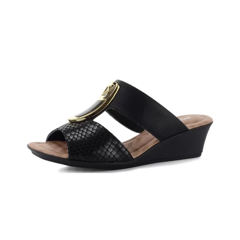 Tamanco Piccadilly Anabela Feminino preto.