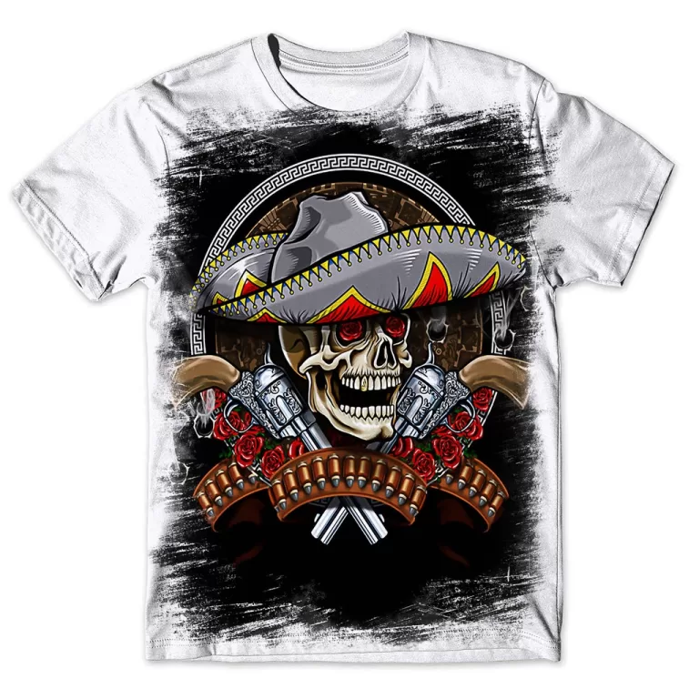 Camisa Camiseta Masculina Caveira Mexicana 15