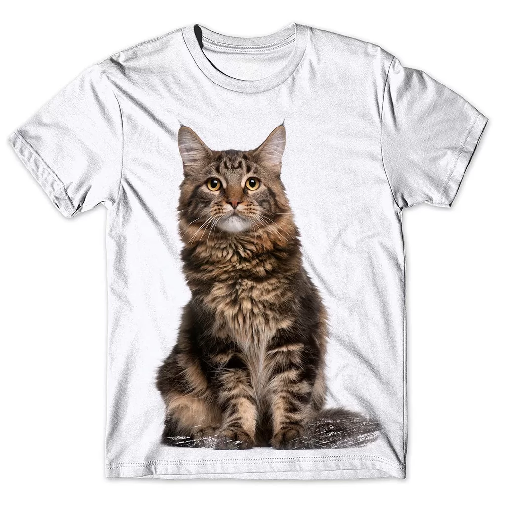 Camisa Camiseta Masculina 3d Gato Maine Coon 1